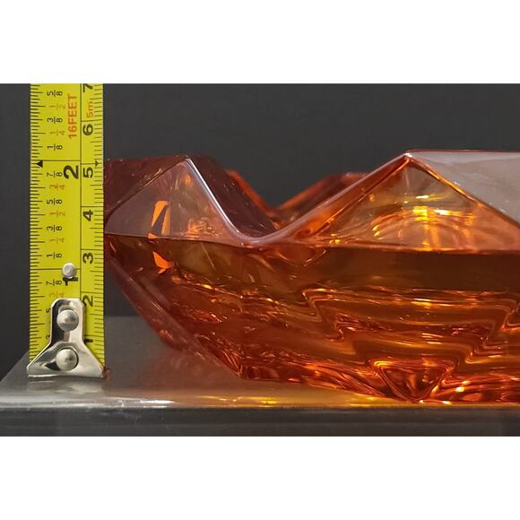 Viking Ashtray VTG Persimmon Orange Diamond Point 8 1/2" Heavy - Picture 10 of 10